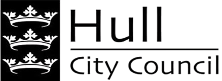 Hull City Council logo featuring three crowns stacked vertically next to the text.